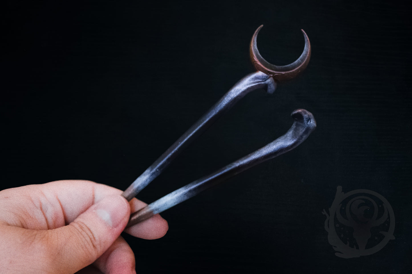 Hand-Painted Resin Faux Bone and Moon Sticks