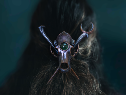Hand-Painted Resin Faux Bear Skull Hair Pin Fascinator