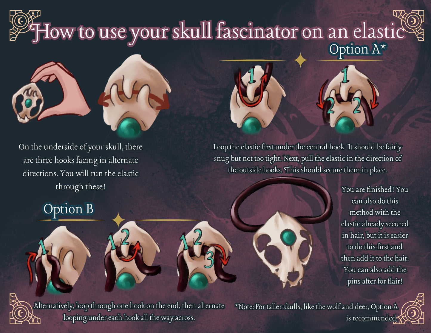 Usage guide for using your hair fascinator with an elastic band